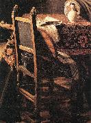 VERMEER VAN DELFT, Jan A Lady Drinking and a Gentleman (detail) ar oil painting on canvas